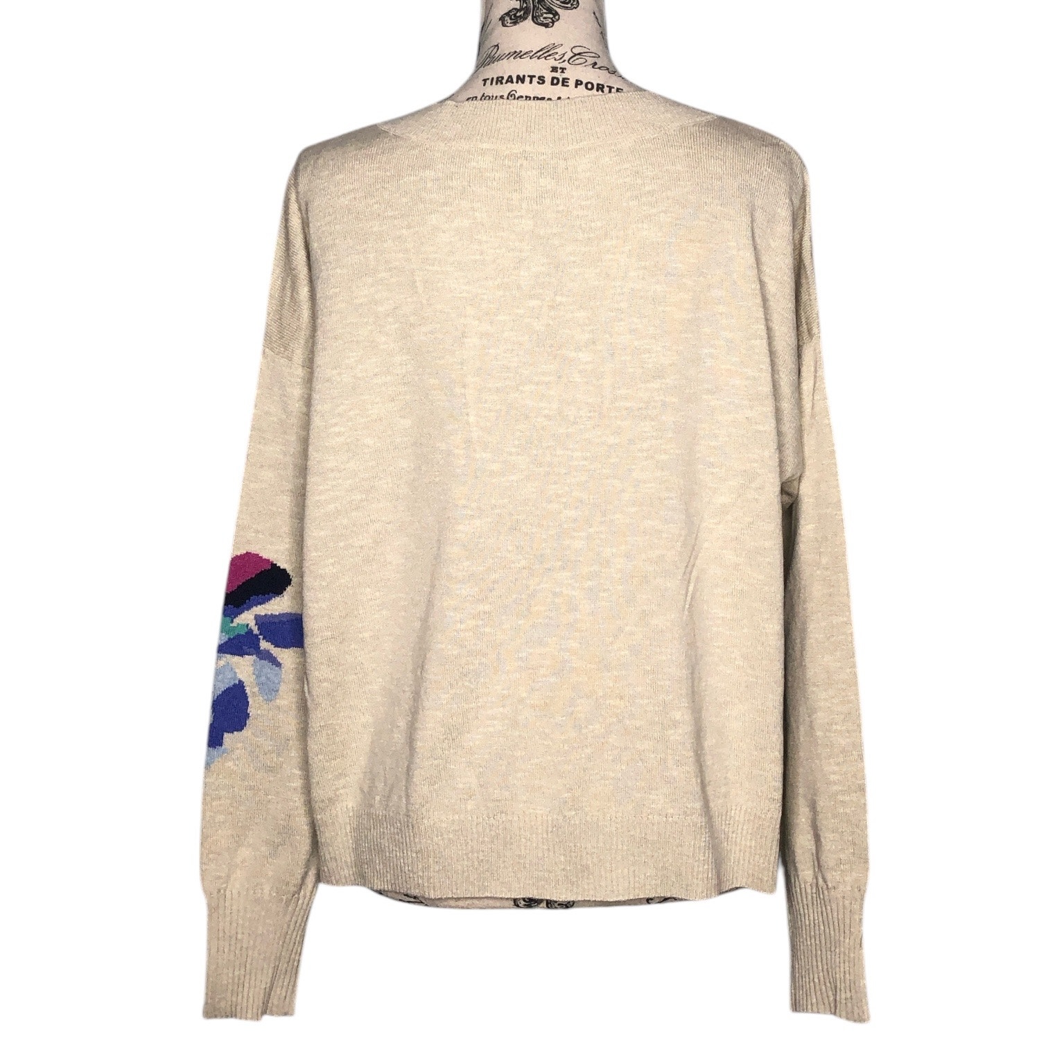 Nic + Zoe (Xl) Blooming Intarsia Floral Ribbed Drop Shoulder V-Neck Sweater Top — image 6 of 8
